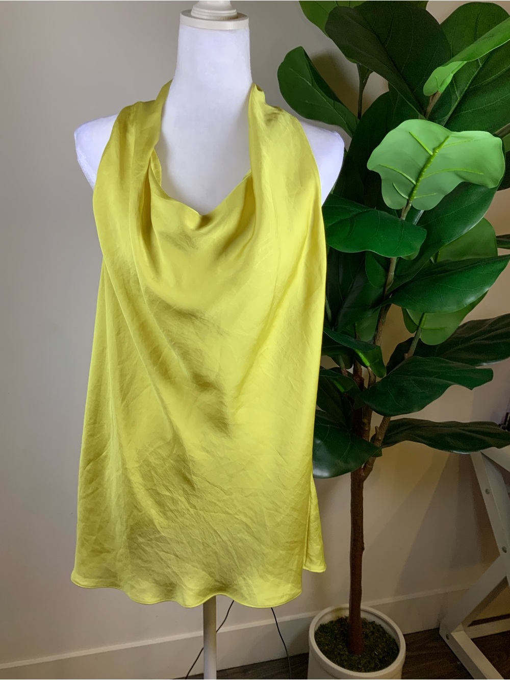 Violet & Claire Yellow Cowl Neck Satin Camisole